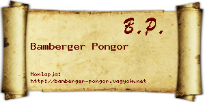 Bamberger Pongor névjegykártya